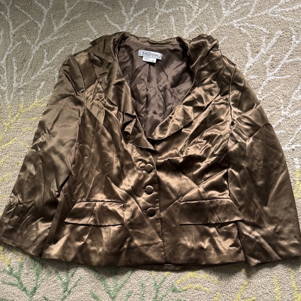 Kay Unger bronze 100% silk blazer 16